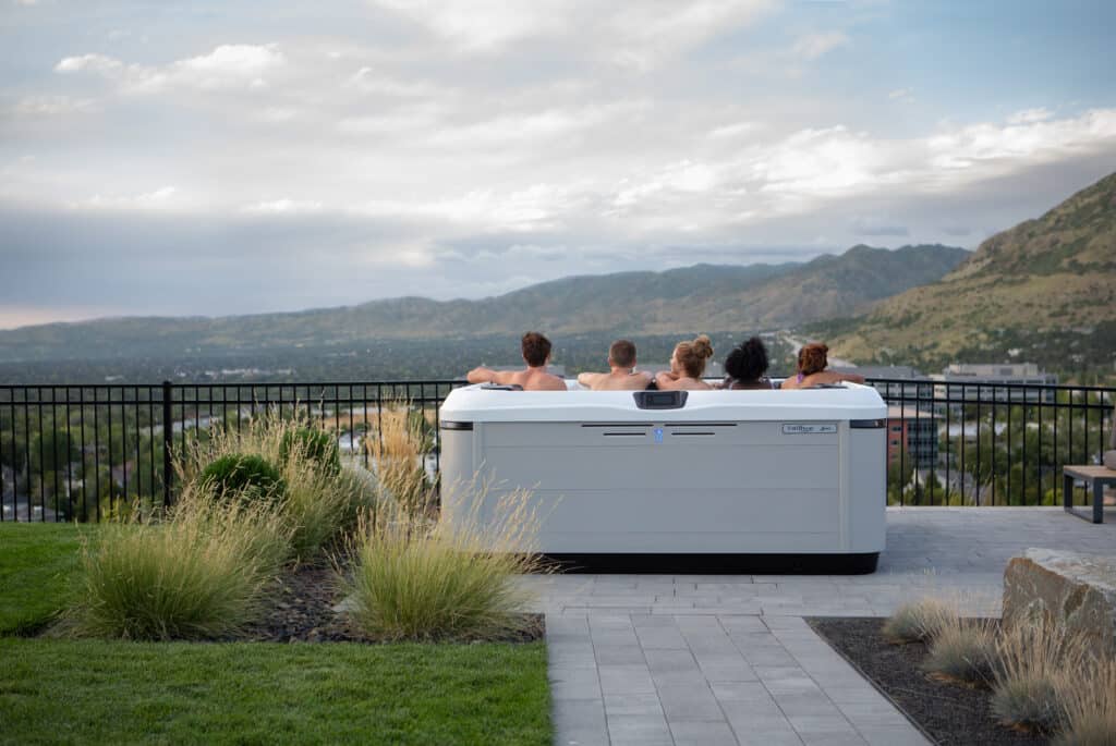 People soaking in a hot tub